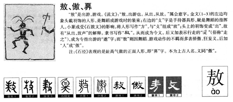 傲字字源字形