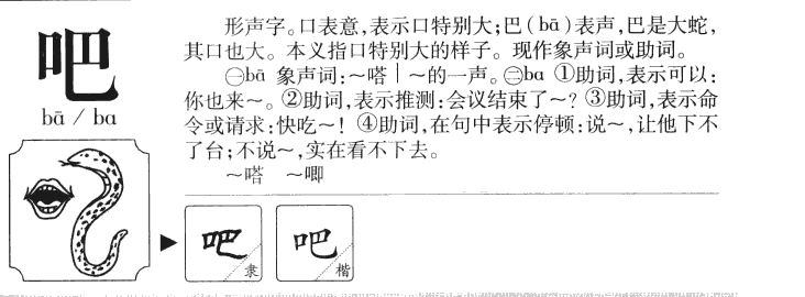 吧字字源字形