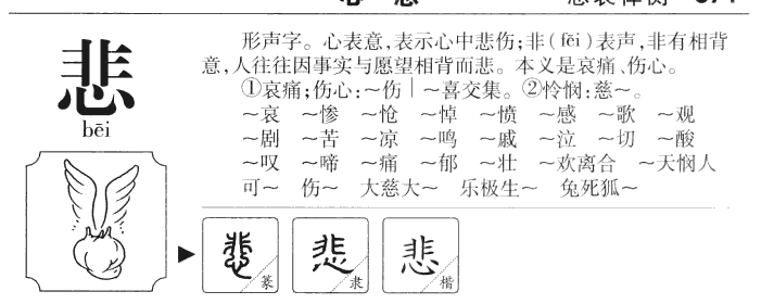 悲字字源字形