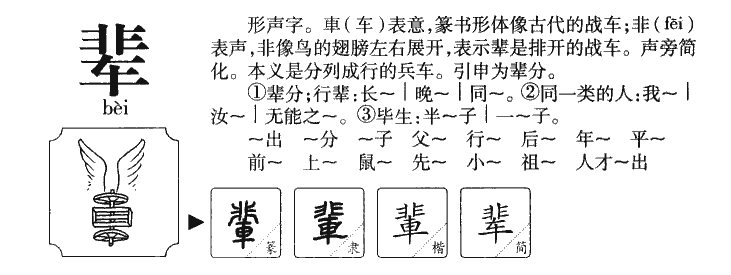 辈字字源字形