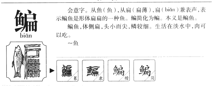 鳊字字源字形