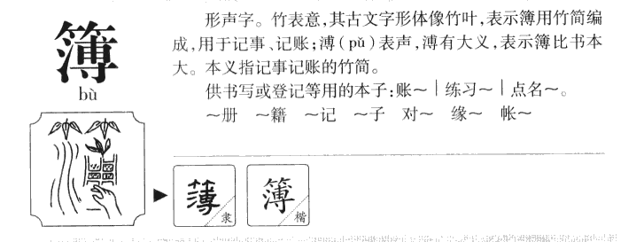 簿字字源字形