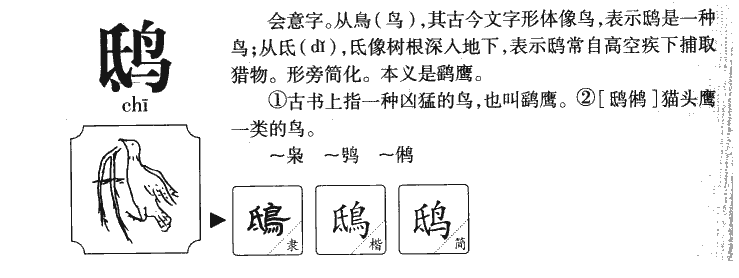 鸱字字源字形