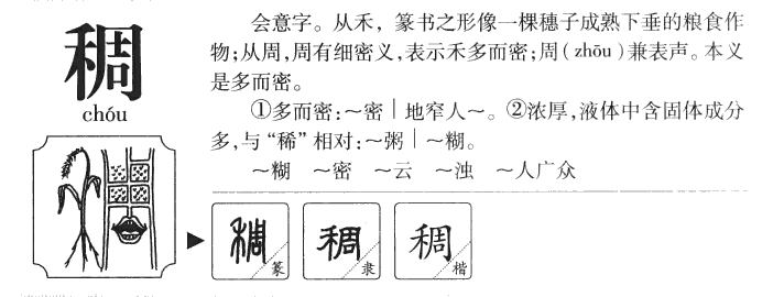 稠字字源字形