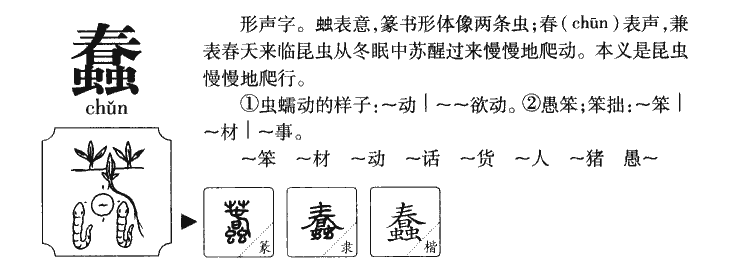 蠢字字源字形