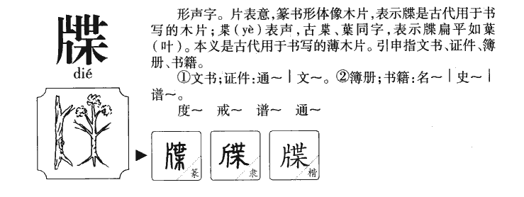 牒字字源字形