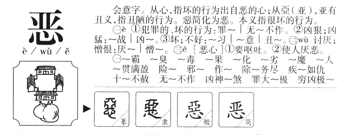 恶字字源字形