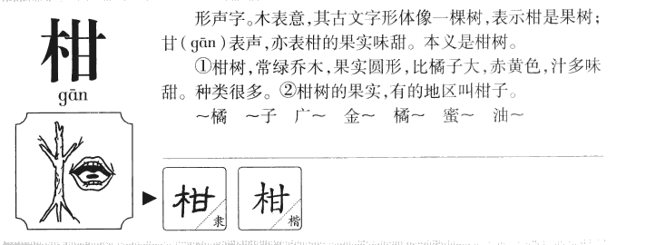 柑字字源字形