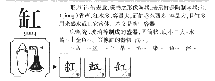 缸字字源字形