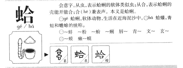 蛤字字源字形