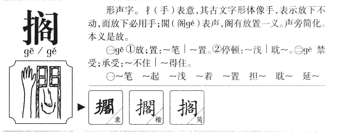 搁字字源字形