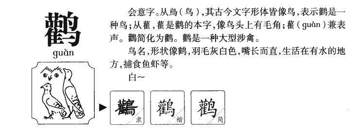 鹳字字源字形