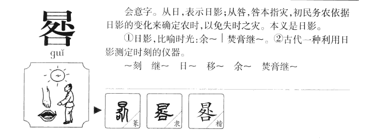 晷字字源字形