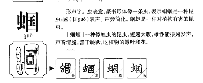 蝈字字源字形