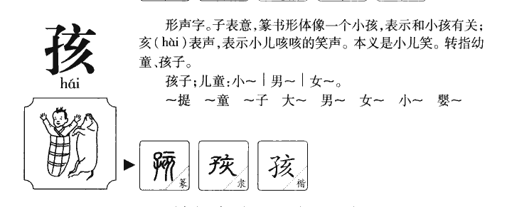 孩字字源字形