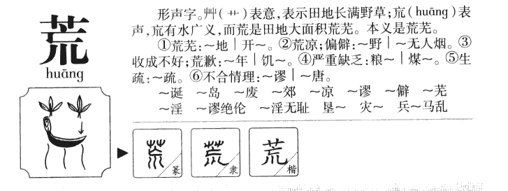 荒字字源字形