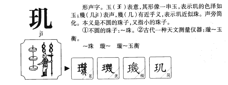 玑字字源字形
