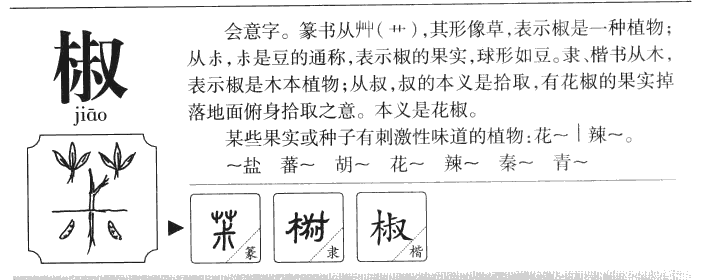 椒字字源字形