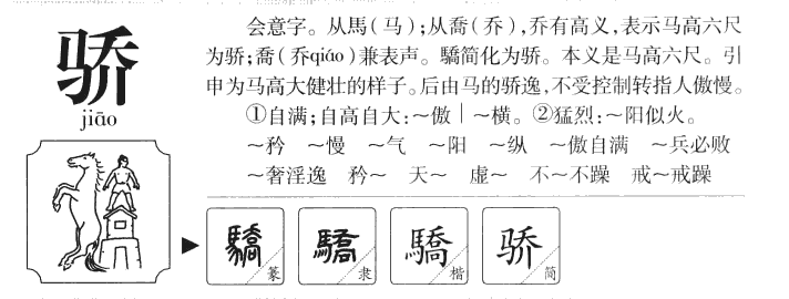 骄字字源字形