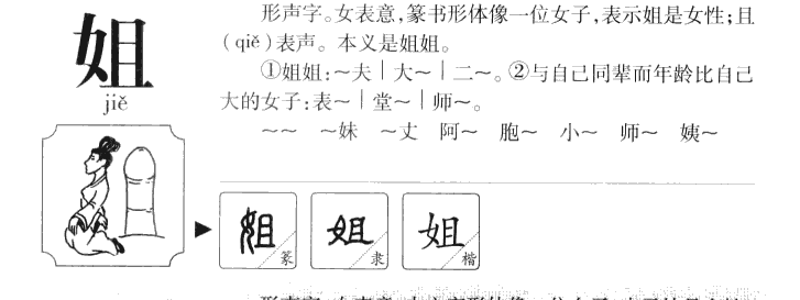 姐字字源字形