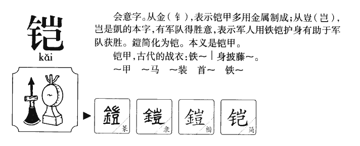 铠字字源字形
