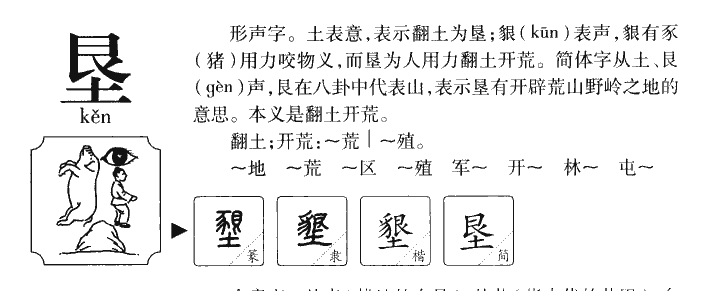 垦字字源字形