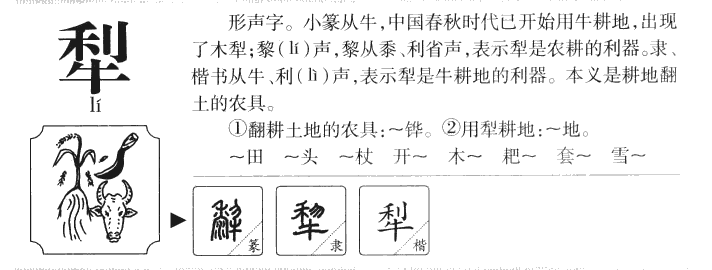 犁字字源字形