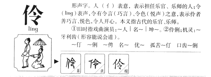伶字字源字形