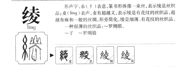 绫字字源字形