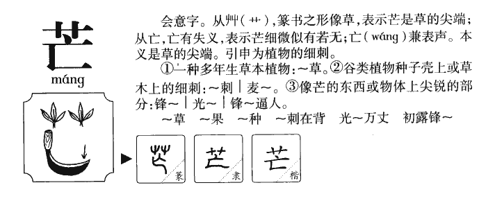 芒字字源字形