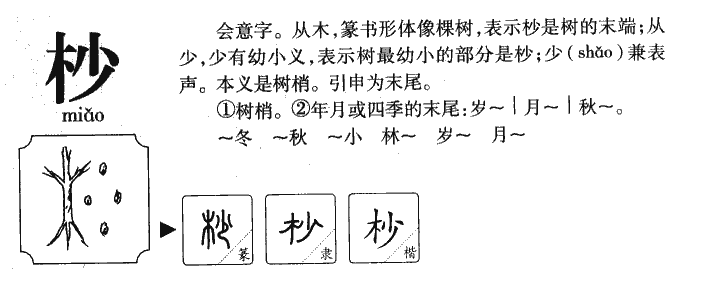 杪字字源字形