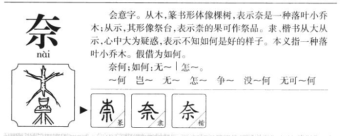 奈字字源字形