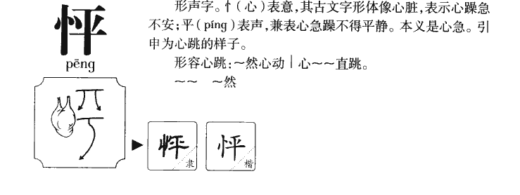 怦字字源字形