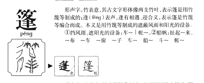 篷字字源字形