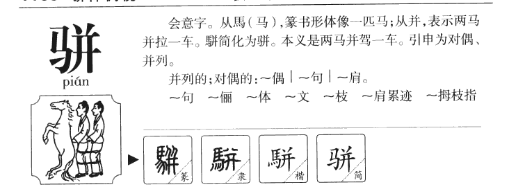 骈字字源字形