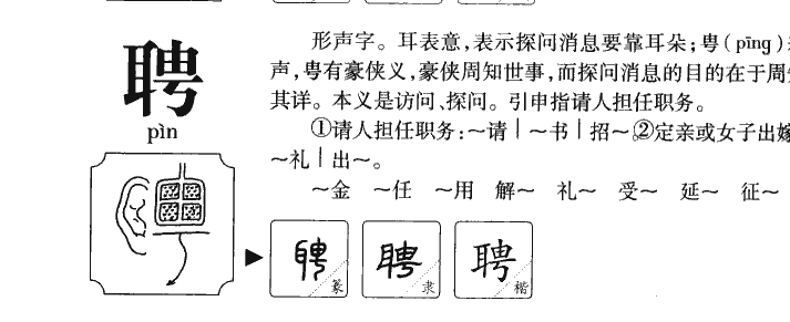 聘字字源字形