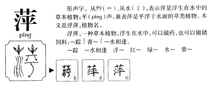 萍字字源字形