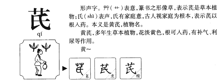 芪字字源字形