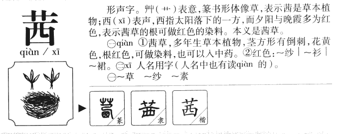 茜字字源字形