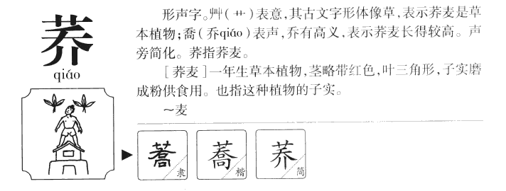 荞字字源字形