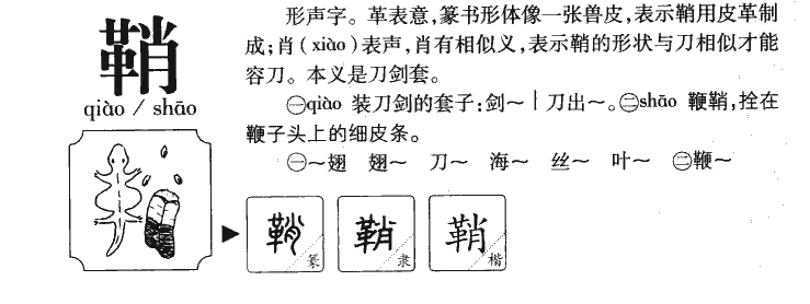 鞘字字源字形