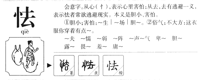 怯字字源字形