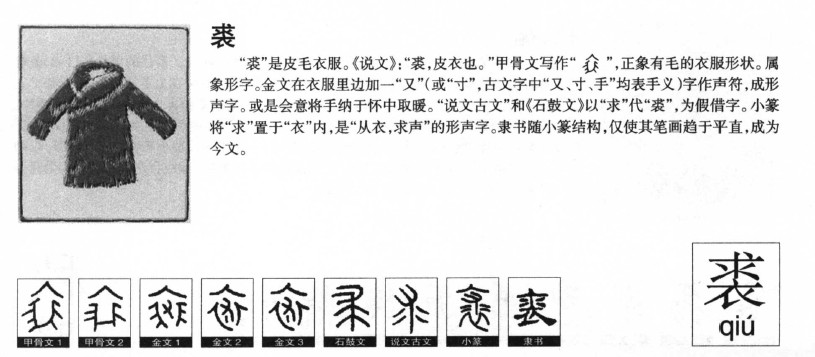 裘字字源字形