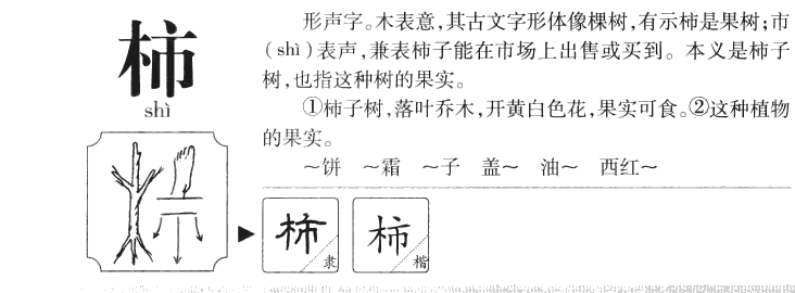 柿字字源字形