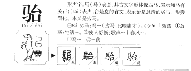 骀字字源字形