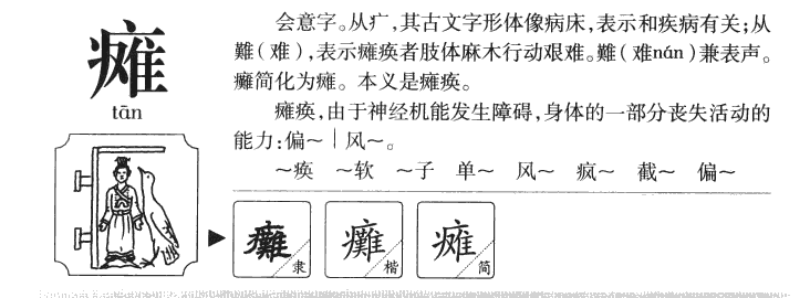 瘫字字源字形