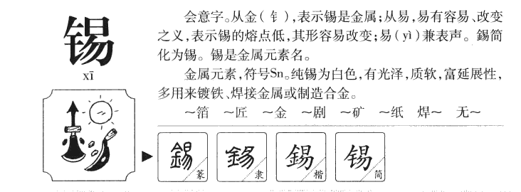 锡字字源字形
