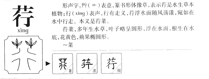 荇字字源字形