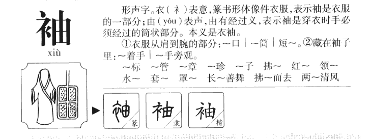 袖字字源字形