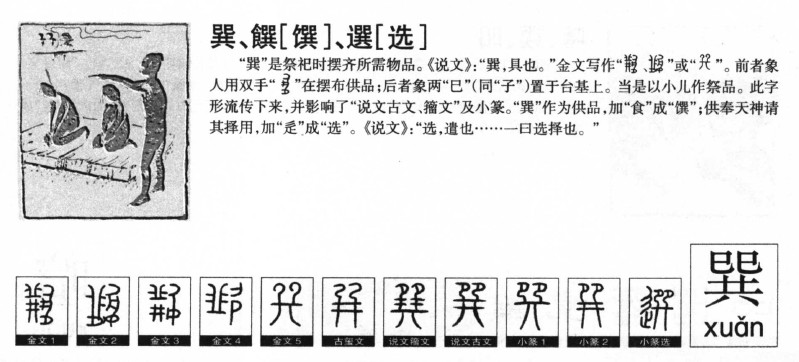 巽字字源字形